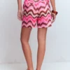 Belgravia Linen Shorts Pink, Zig Zag Wave Belgravia Linen Shorts Pink, Zig Zag Wave