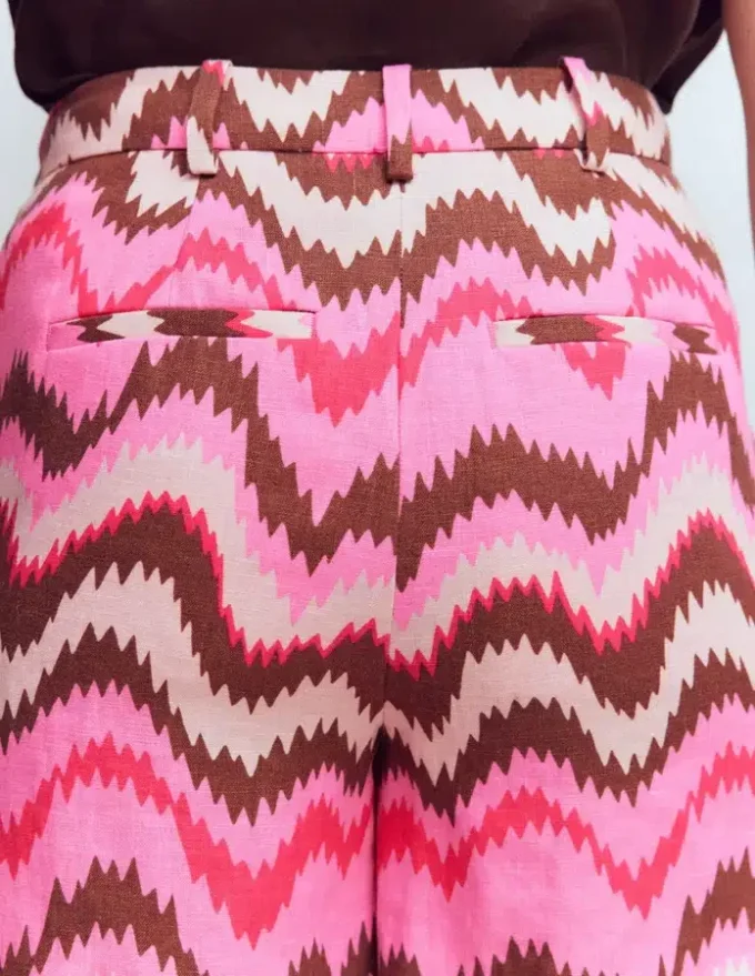 Belgravia Linen Shorts Pink, Zig Zag Wave Belgravia Linen Shorts Pink, Zig Zag Wave