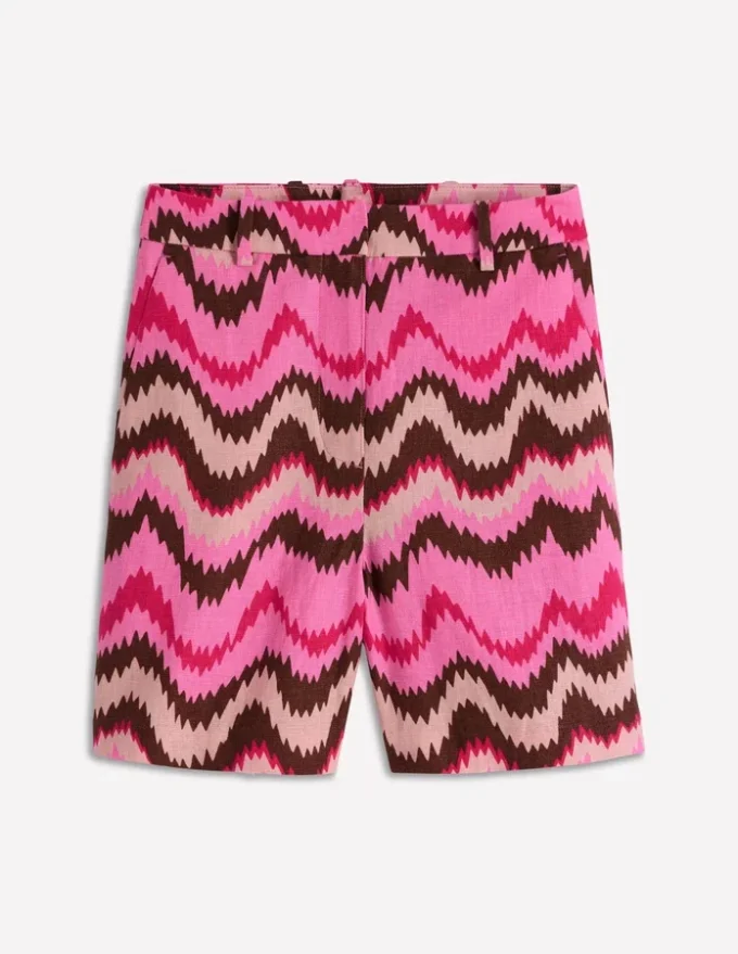 Belgravia Linen Shorts Pink, Zig Zag Wave Belgravia Linen Shorts Pink, Zig Zag Wave