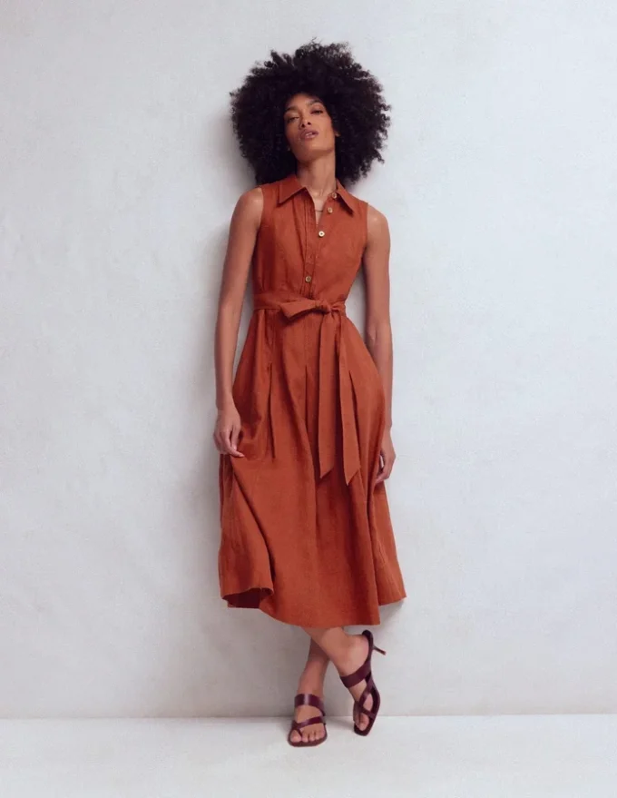 Belinda Linen Shirt Dress Burnt Orange Belinda Linen Shirt Dress Burnt Orange