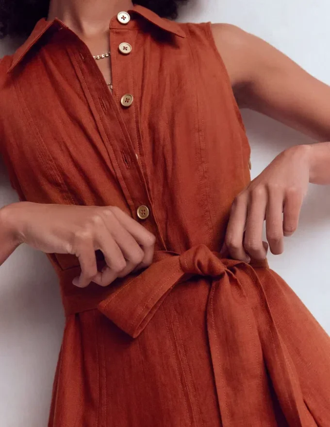 Belinda Linen Shirt Dress Burnt Orange Belinda Linen Shirt Dress Burnt Orange