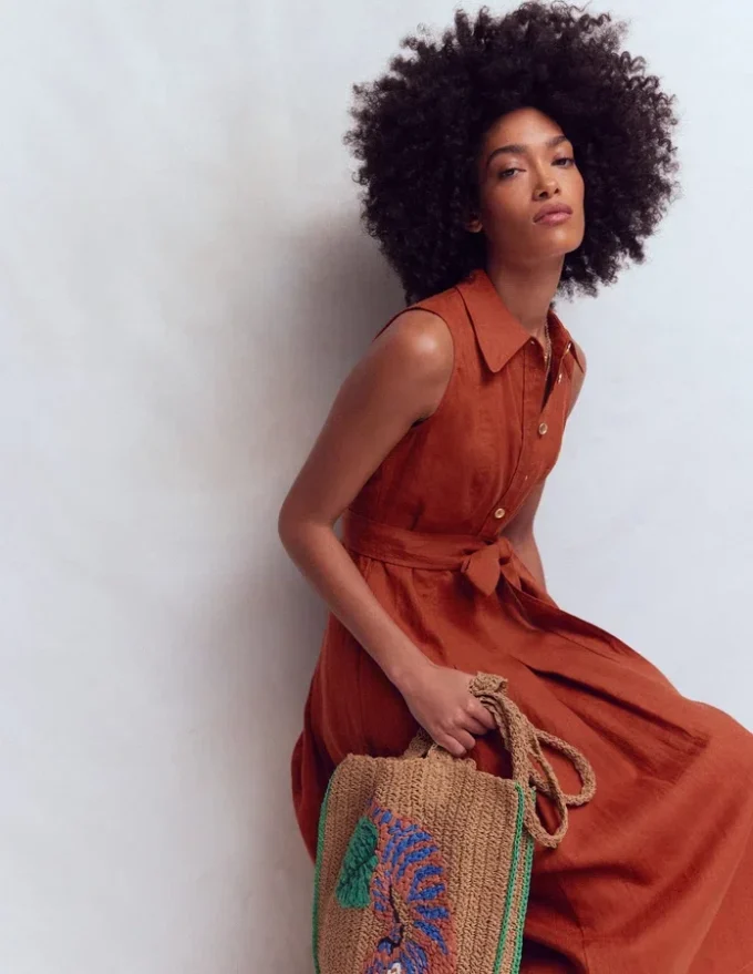 Belinda Linen Shirt Dress Burnt Orange Belinda Linen Shirt Dress Burnt Orange