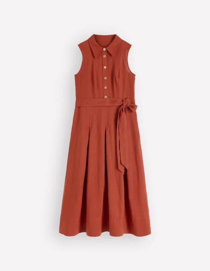 Belinda Linen Shirt Dress Burnt Orange Belinda Linen Shirt Dress Burnt Orange