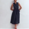 Belinda Linen Shirt Dress Navy Belinda Linen Shirt Dress Navy