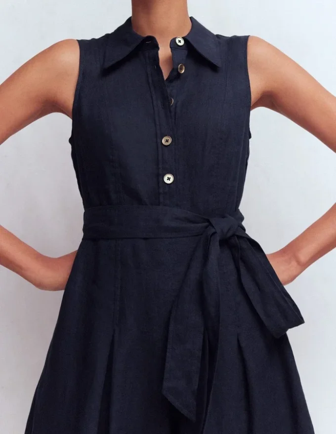 Belinda Linen Shirt Dress Navy Belinda Linen Shirt Dress Navy