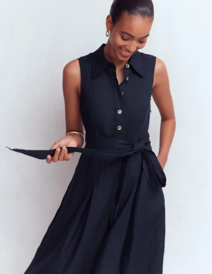 Belinda Linen Shirt Dress Navy Belinda Linen Shirt Dress Navy