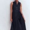 Belinda Linen Shirt Dress Navy Belinda Linen Shirt Dress Navy