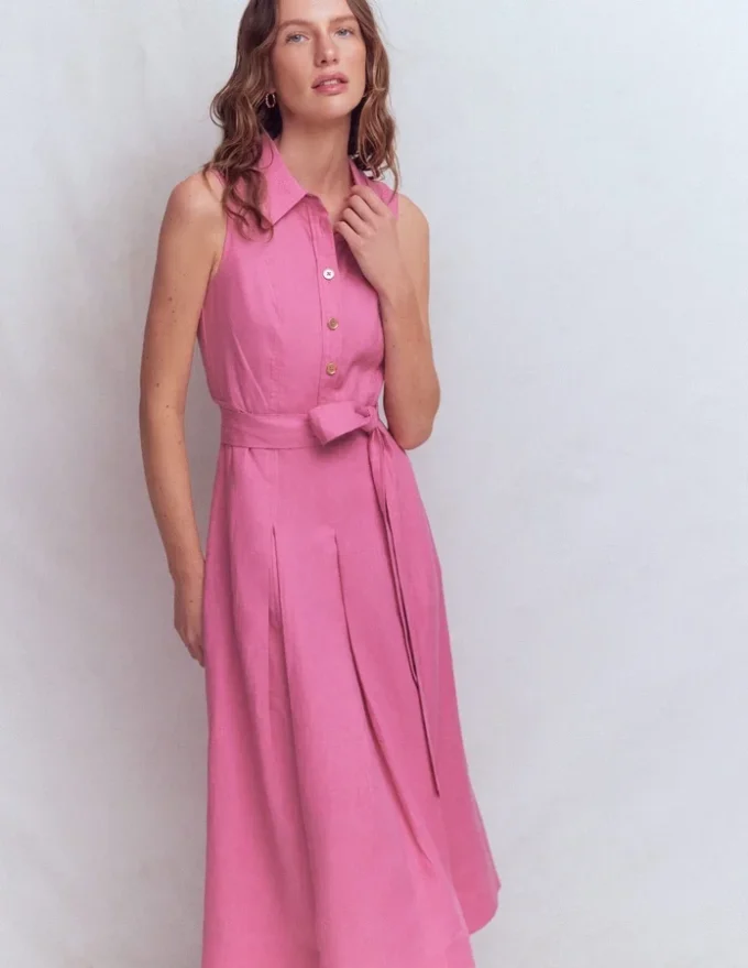 Belinda Linen Shirt Dress Pink Parfait Belinda Linen Shirt Dress Pink Parfait