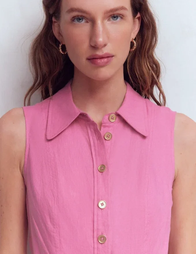 Belinda Linen Shirt Dress Pink Parfait Belinda Linen Shirt Dress Pink Parfait
