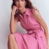 Belinda Linen Shirt Dress Pink Parfait Belinda Linen Shirt Dress Pink Parfait
