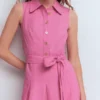 Belinda Linen Shirt Dress Pink Parfait Belinda Linen Shirt Dress Pink Parfait