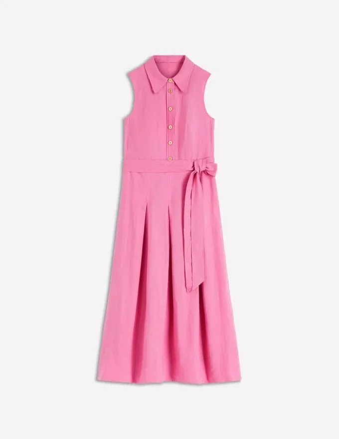 Belinda Linen Shirt Dress Pink Parfait Belinda Linen Shirt Dress Pink Parfait