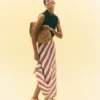 Bias Cut Linen Slip Skirt Brown Diagonal Stripe Bias Cut Linen Slip Skirt Brown Diagonal Stripe