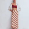 Bias Cut Linen Slip Skirt Brown Diagonal Stripe Bias Cut Linen Slip Skirt Brown Diagonal Stripe