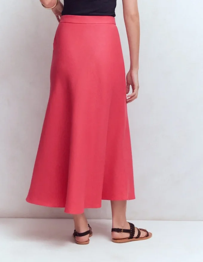 Bias Cut Linen Slip Skirt Cherry Blush Bias Cut Linen Slip Skirt Cherry Blush