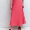 Bias Cut Linen Slip Skirt Cherry Blush Bias Cut Linen Slip Skirt Cherry Blush