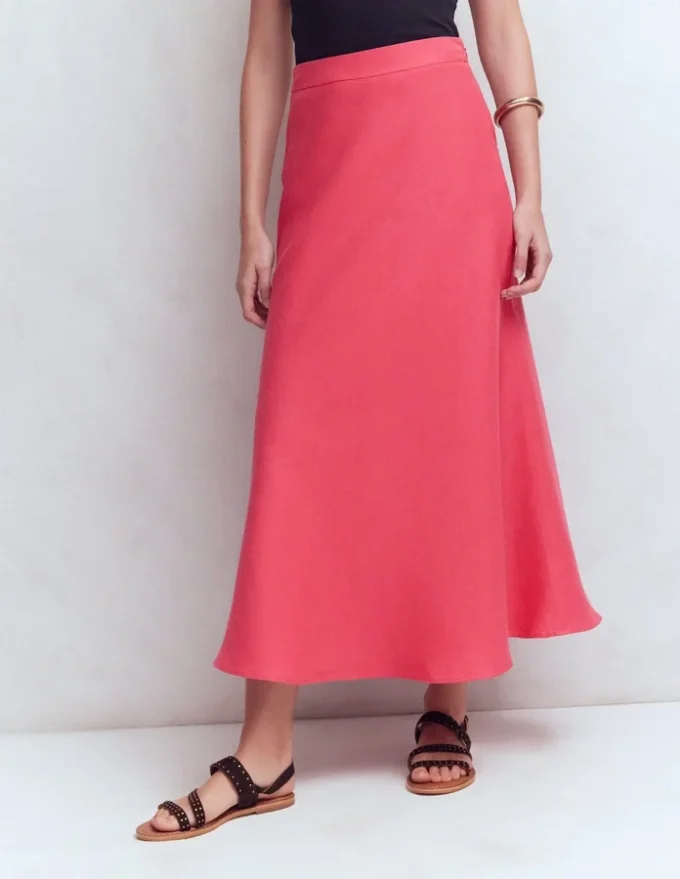 Bias Cut Linen Slip Skirt Cherry Blush Bias Cut Linen Slip Skirt Cherry Blush