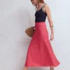 Bias Cut Linen Slip Skirt Cherry Blush Bias Cut Linen Slip Skirt Cherry Blush