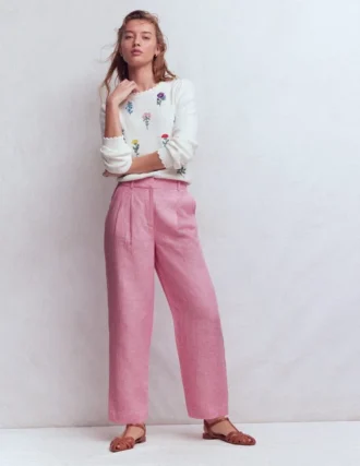 Bloomsbury Linen Pants Meadowsweet Pink Chambray