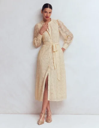 Blouson Sleeve Lace Dress Ivory Lace