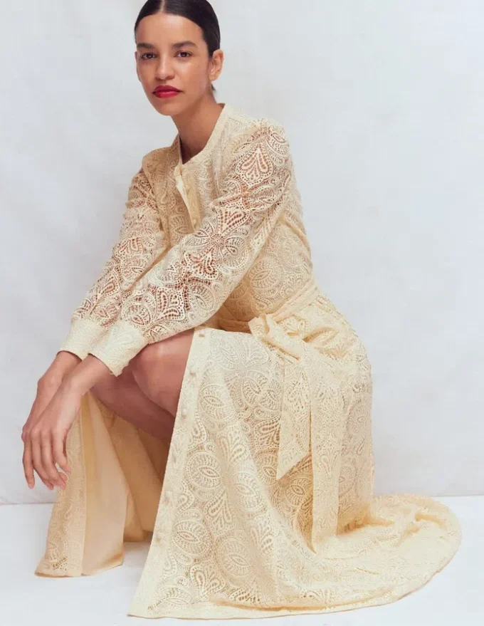 Blouson Sleeve Lace Dress Ivory Lace Blouson Sleeve Lace Dress Ivory Lace