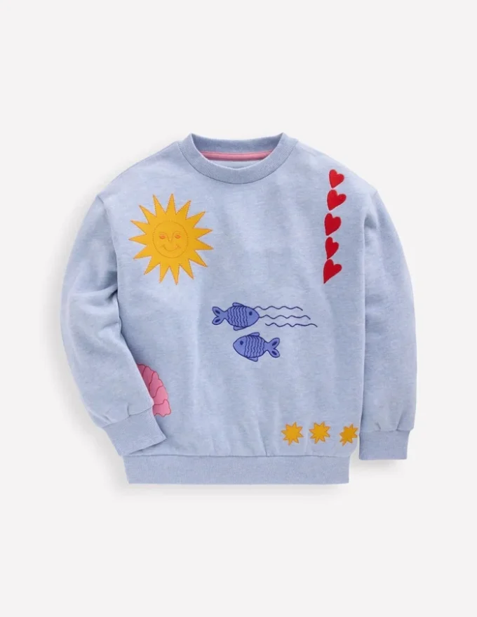 Bobbie Appliqué Sweatshirt Blue Embroidered