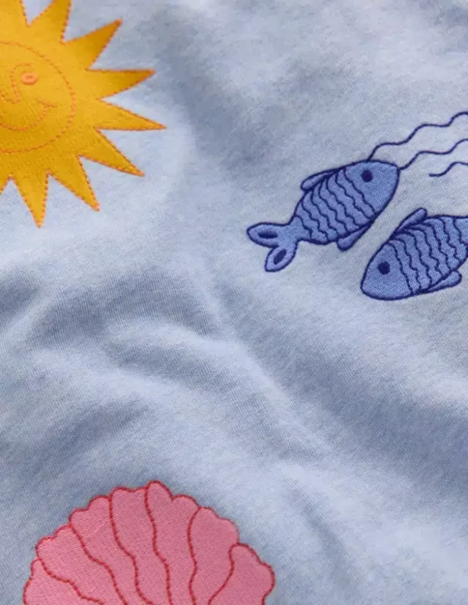 Bobbie Appliqué Sweatshirt Blue Embroidered