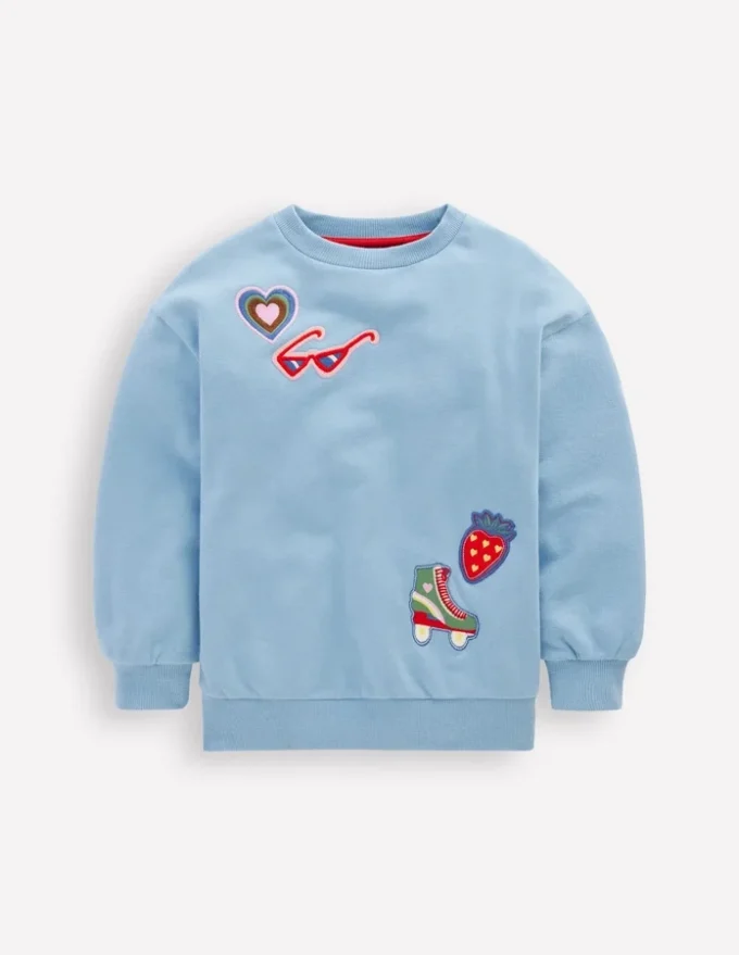 Bobbie Appliqué Sweatshirt Glacier Lake Badges Bobbie Appliqué Sweatshirt Glacier Lake Badges