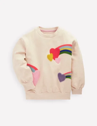 Bobbie Appliqué Sweatshirt Ivory Rainbows