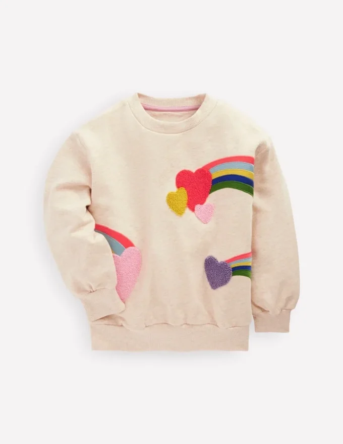 Bobbie Appliqué Sweatshirt Ivory Rainbows Bobbie Appliqué Sweatshirt Ivory Rainbows