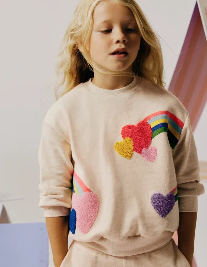 Bobbie Appliqué Sweatshirt Ivory Rainbows Bobbie Appliqué Sweatshirt Ivory Rainbows