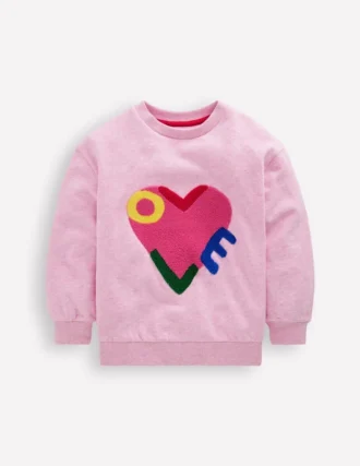 Bobbie Appliqué Sweatshirt Pink Marl Love