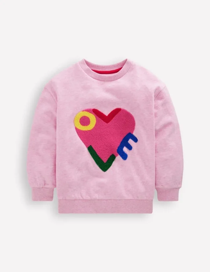 Bobbie Appliqué Sweatshirt Pink Marl Love Bobbie Appliqué Sweatshirt Pink Marl Love