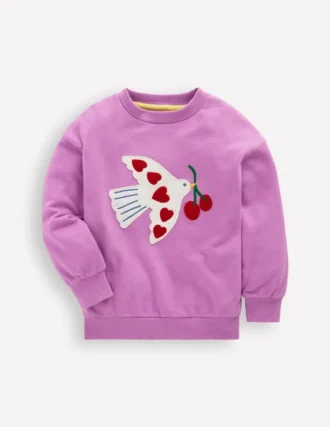 Bobbie Appliqué Sweatshirt Purple Doves