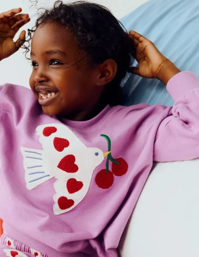 Bobbie Appliqué Sweatshirt Purple Doves Bobbie Appliqué Sweatshirt Purple Doves