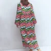 Boho Tie Neck Kaftan Multi, Zig Zag Wave