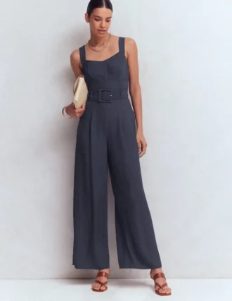 Boned Bodice Occasion Jumpsuit Navy