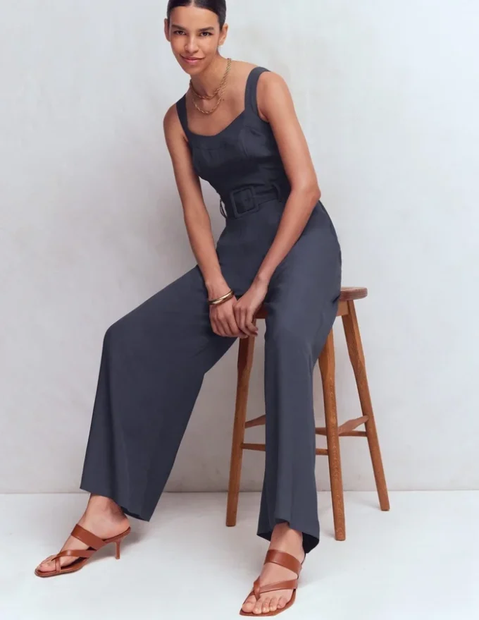 Boned Bodice Occasion Jumpsuit Navy Boned Bodice Occasion Jumpsuit Navy