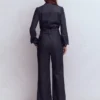 Bootcut Button Denim Jumpsuit Indigo
