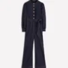 Bootcut Button Denim Jumpsuit Indigo