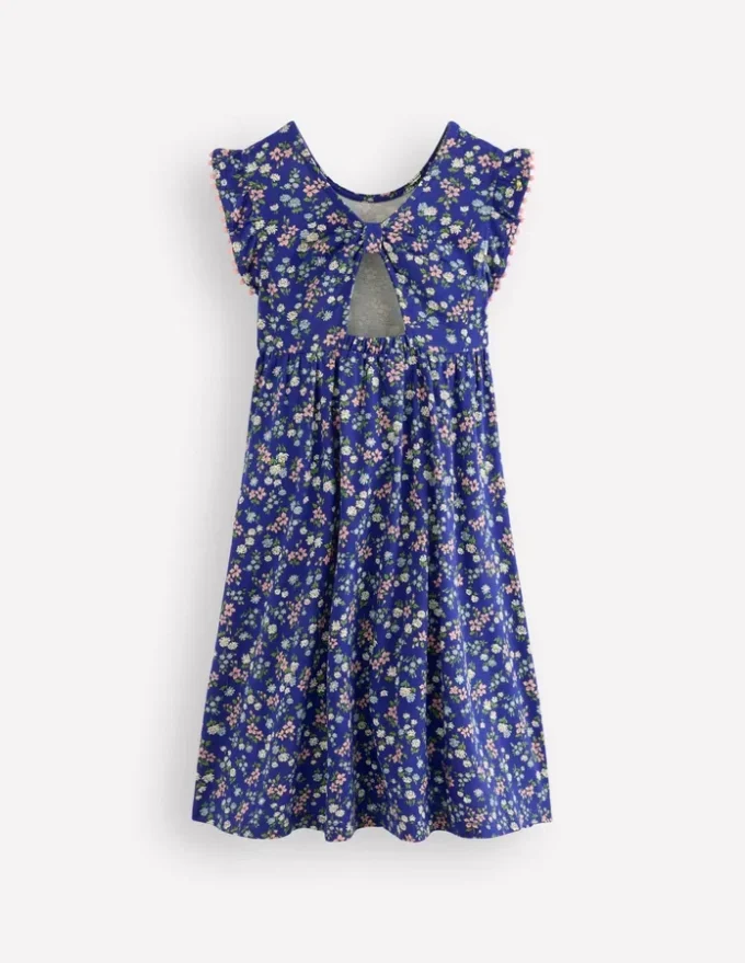 Bow Back Jersey Dress Blue Ditsy Floral Bow Back Jersey Dress Blue Ditsy Floral