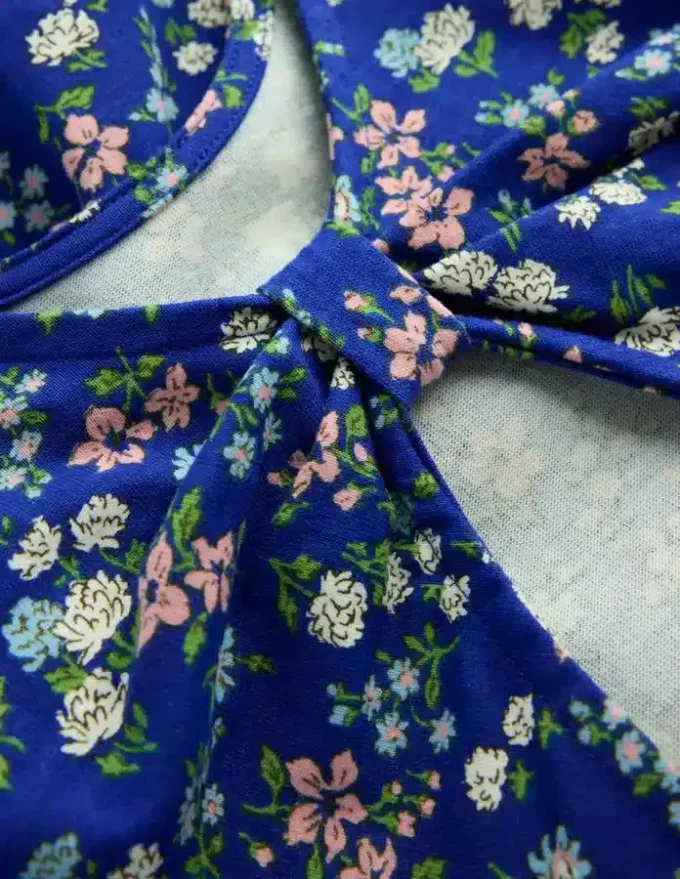 Bow Back Jersey Dress Blue Ditsy Floral Bow Back Jersey Dress Blue Ditsy Floral