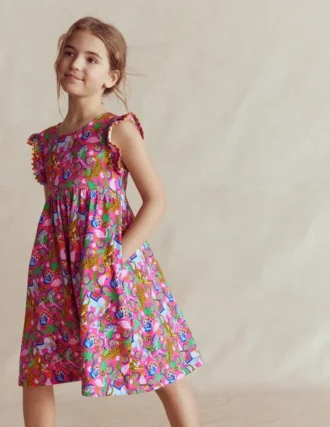 Bow Back Jersey Dress Flamingo Pink Jungle Animals