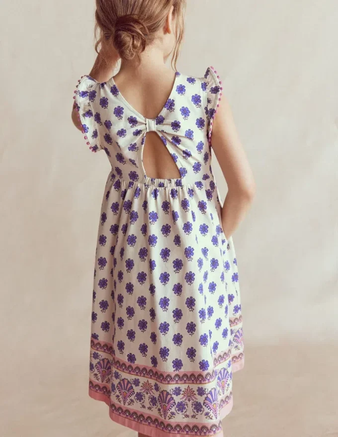 Bow Back Jersey Dress Multi Woodblock