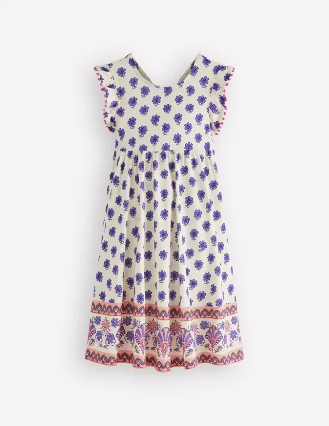 Bow Back Jersey Dress Multi Woodblock