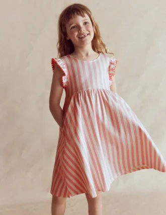 Bow Back Jersey Dress Pink Stripe