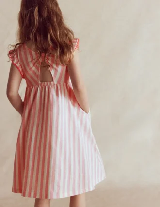 Bow Back Jersey Dress Pink Stripe