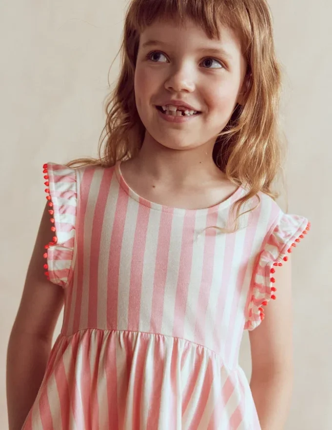 Bow Back Jersey Dress Pink Stripe Bow Back Jersey Dress Pink Stripe