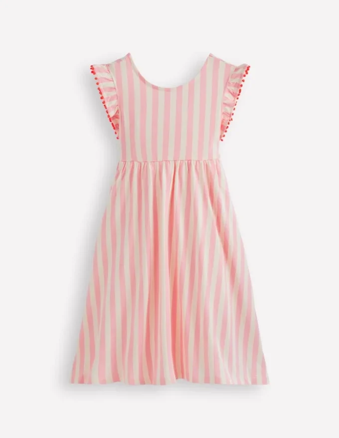 Bow Back Jersey Dress Pink Stripe Bow Back Jersey Dress Pink Stripe