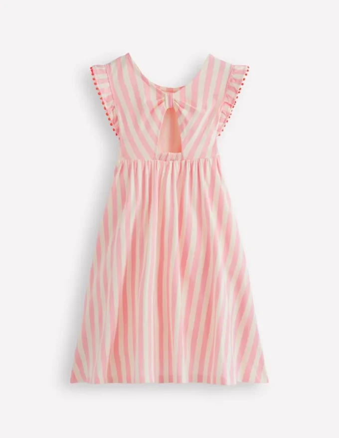 Bow Back Jersey Dress Pink Stripe Bow Back Jersey Dress Pink Stripe